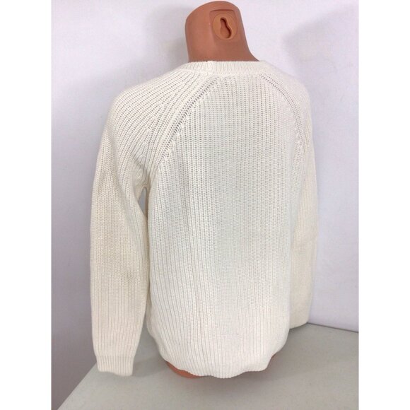 LL Bean Ivory Fisherman Sweater Womens Medium - Picture 6 of 7
